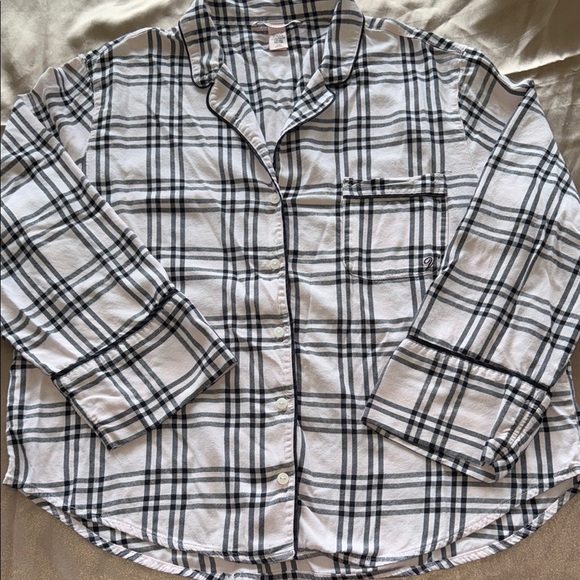 Victoria's Secret Cotton Flannel Pajama Set Long Sleeve Pink Black Plaid Sz L - Picture 4 of 16